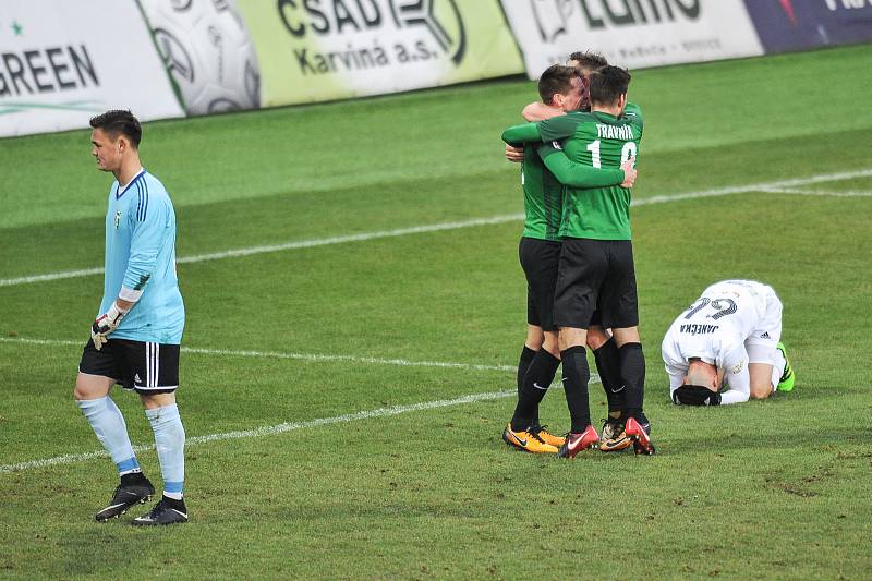 Utkání 14. kola HET ligy mezi MFK Karviná vs. FK Jablonec hrané 19. listopadu 2017 v Karviné. Radost Jablonce.