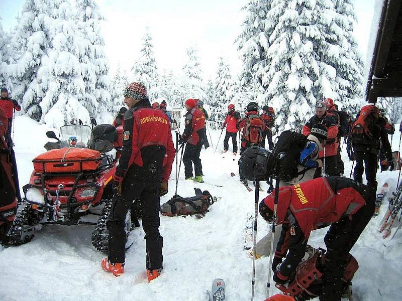 Horská služba 2010. Výprava na záchrannou akci na Šumavě.