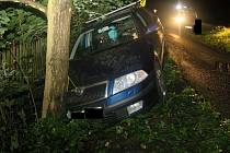 Řidič pod vlivem alkoholu nezvládl v Tanvaldu řízení, vyjel ze silnice a narazil do stromu.
