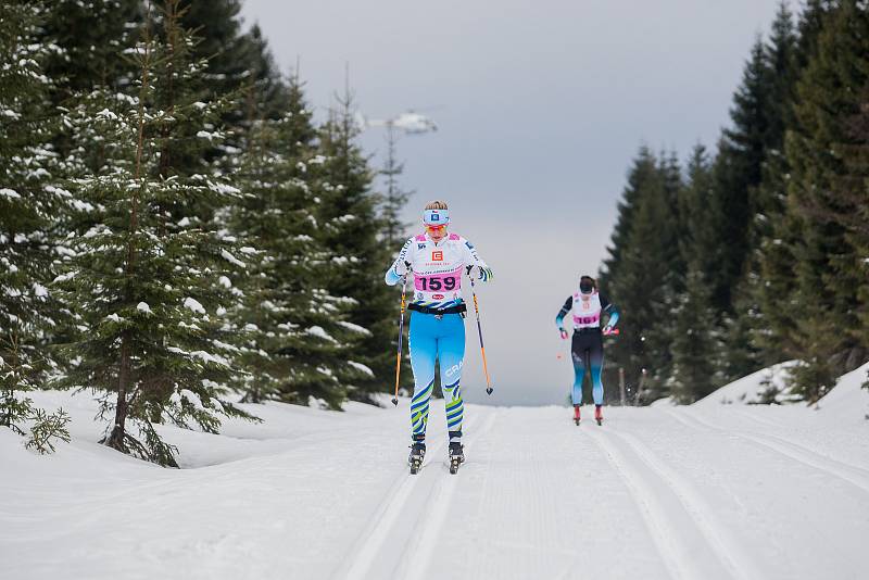 Jizerská 50, závod v klasickém lyžování na 50 kilometrů zařazený do seriálu dálkových běhů Ski Classics, proběhl 18. února 2018 již po jedenapadesáté. Na snímku je Noora Kivikko.