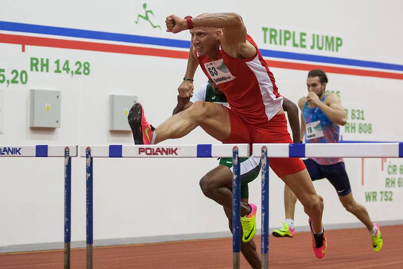 Atletický mítink Jablonecká hala 2018 proběhl 20. ledna v Jablonci nad Nisou. Na snímku je Petr Svoboda při disciplině 60 M překážek muži.