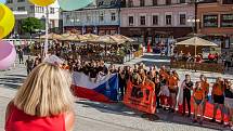 Přivítání dětského pěveckého sboru Iuventus, gaude! proběhlo 25. července na Mírovém náměstí v Jablonci nad Nisou. Děti se vrátily z Olympijských her sborového zpěvu World Choir Games 2018 v Jihoafrické republice.