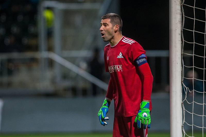 Zápas skupiny K Evropské ligy mezi týmy FK Jablonec a FC Astana se odehrál 25. října na stadionu Střelnice v Jablonci nad Nisou. Na snímku je brankář Nenad Erić.