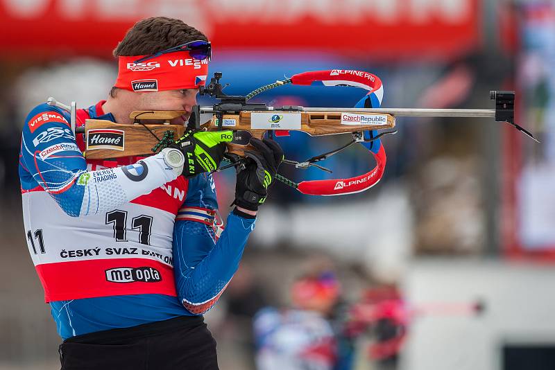 Exhibiční Mistrovství České republiky v biatlonovém supersprintu proběhlo 23. března ve sportovním areálu Břízky v Jablonci nad Nisou. Na snímku je biatlonista Tomáš Vojík.