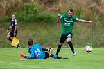 Přátelské fotbalové utkání mezi týmy FK Jablonec a FK Jiskra Mšeno se odehrálo 12. července v Rychnově u Jablonce nad Nisou. Na snímku vpravo Nikola Janković.