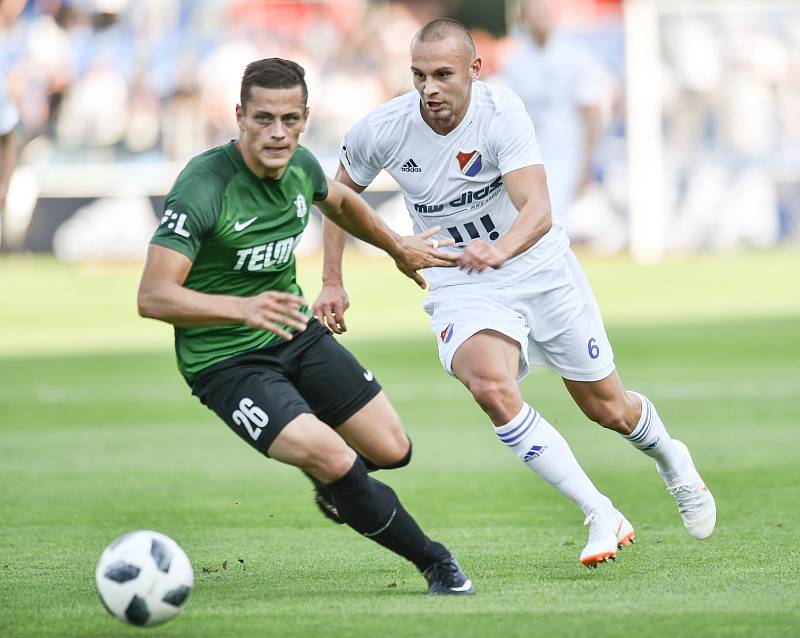 Utkání 1. kola první fotbalové ligy: Baník Ostrava - FK Jablonec, 23. července 2018 v Ostravě. (vlevo) Holeš Tomáš a Denis Granečný.