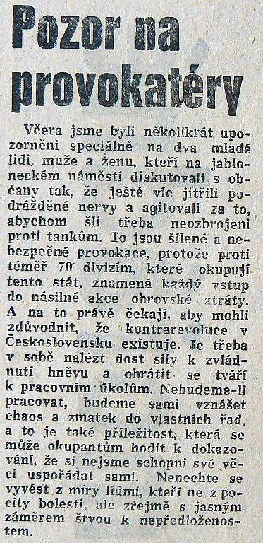 Výběr z denního tisku - srpen 1968