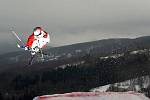 V jizerskohorském středisku Rejdice se konal freeskiingový závod ve slopestylu. Na snímku vítěz hlavní kategorie Josef Kalenský z Lánov u Vrchlabí.