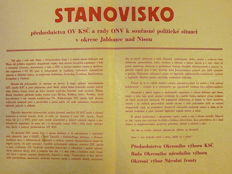 Srpen 1968. Ukázka dobového tisku, letáků a dalších tiskovin