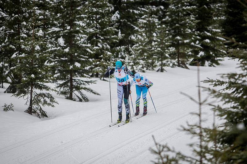 Jizerská 50, závod v klasickém lyžování na 50 kilometrů zařazený do seriálu dálkových běhů Ski Classics, proběhl 18. února 2018 již po jedenapadesáté. Na snímku vlevo je Andreas Holmberg.