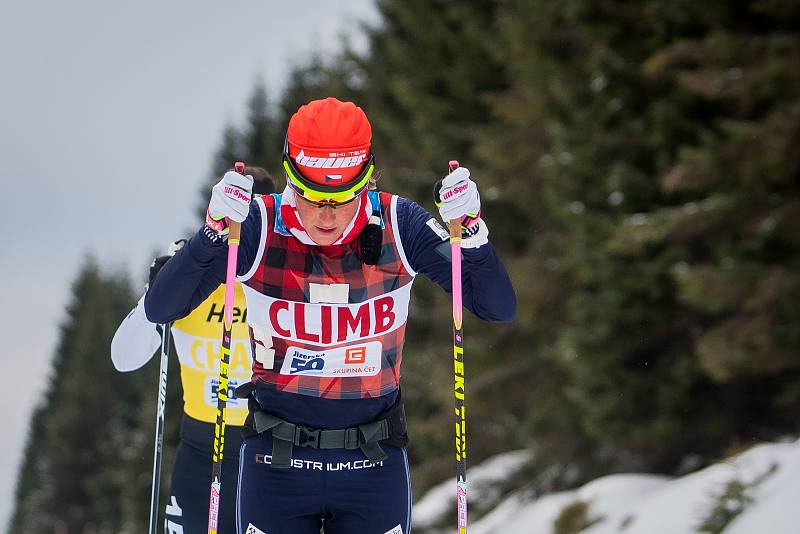 Jizerská 50, závod v klasickém lyžování na 50 kilometrů zařazený do seriálu dálkových běhů Ski Classics, proběhl 18. února 2018 již po jedenapadesáté. Na snímku je Kateřina Smutná.