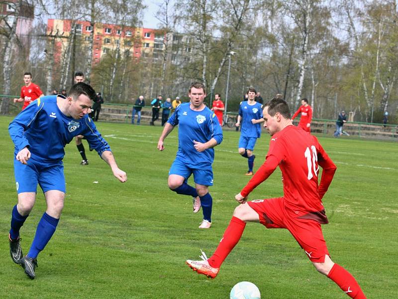 Utkání Mšena A (v červeném) proti Železnému Brodu A