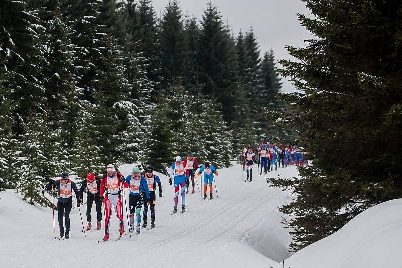 Jizerská 50, závod v klasickém lyžování na 50 kilometrů zařazený do seriálu dálkových běhů Ski Classics, proběhl 18. února 2018 již po jedenapadesáté. Na snímku je