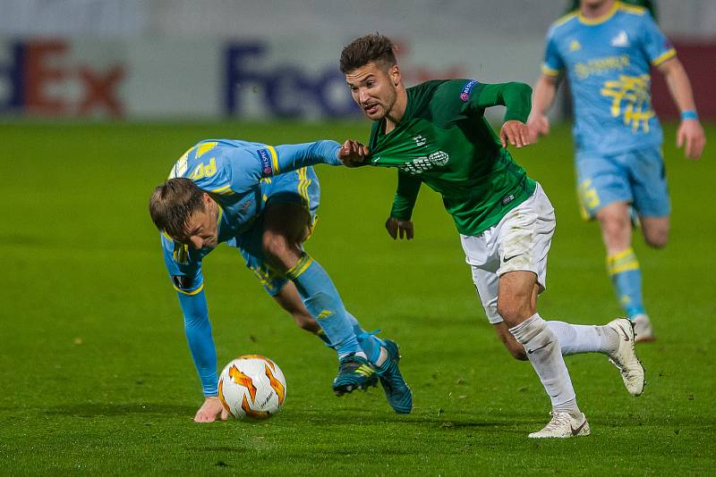 Zápas skupiny K Evropské ligy mezi týmy FK Jablonec a FC Astana se odehrál 25. října na stadionu Střelnice v Jablonci nad Nisou. Na snímku vpravo je Michal Trávník.