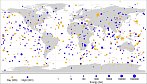 Mapa bolidů zaznamenaných mezi lety 1994 až 2013