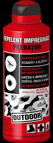 Repelent PREDATOR OUTDOOR Impregnance - účinný repelent 3v1 s voděodolným, hubícím a hmyz odpuzujícím účinkem. Je nepostradatalným vybavením pro camping, rybolov atd.