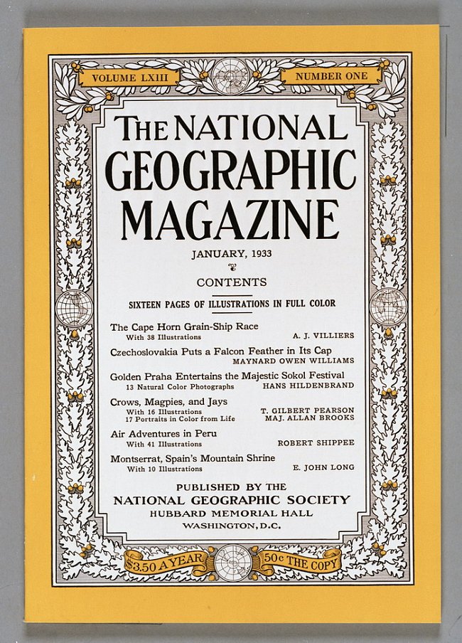 Obálka National Geographic z ledna roku 1933.