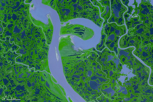 Písmeno P – Delta řeky Mackenzie v Kanadě