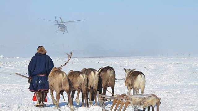 Nejrychlejším dopravním prostředkem na krajním ruském severu je vrtulník. 