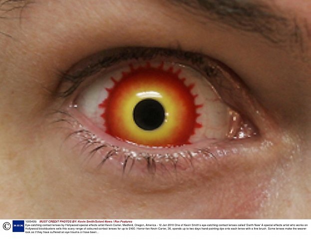 Mandatory Credit: Photo by Kevin Smith/Solent News / Rex Features ( 1085405i )
One of Kevin Smith\'s eye-catching contact lenses called \'Darth New\'
Eye-catching contact lenses by Hollywood special