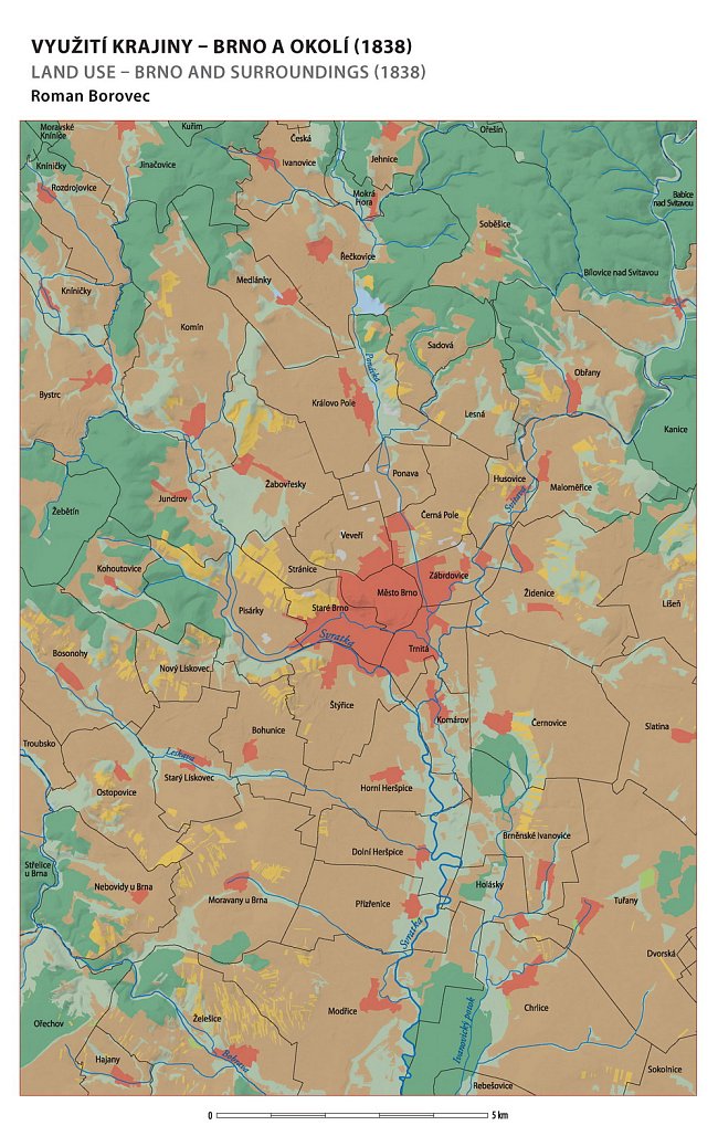 Dynamika změn využívání krajinného pokryvu Brna a okolí  rok  1838