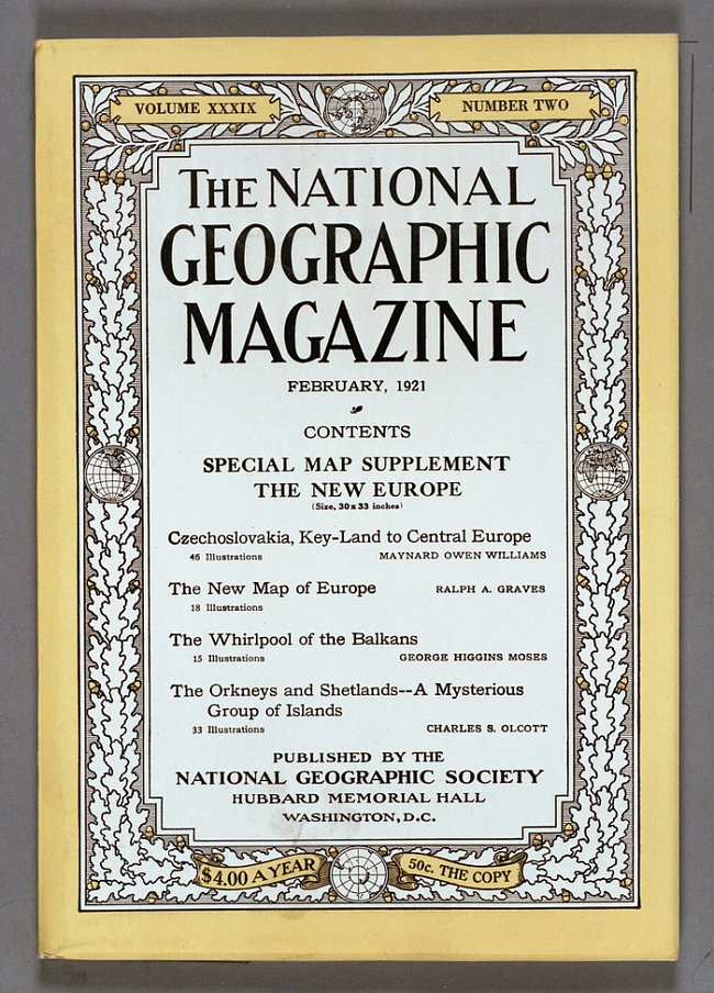 Obálka časopisu National Geographic z roku 1921.