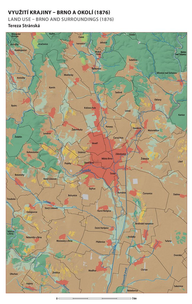 Dynamika změn využívání krajinného pokryvu Brna a okolí  rok 1876 