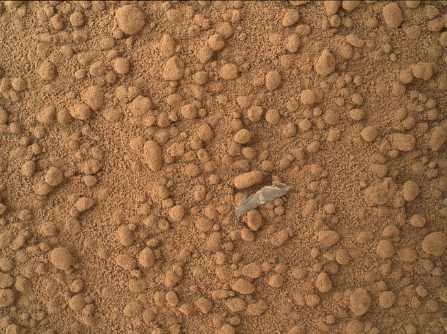 Tento úlomek (uprostřed fotografie) podle odborníků pochází z Curiosity. 