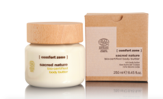 Bohaté vyživující tělové máslo Body Butter z řady Sacred nature s účinnými látkami, které dávají okamžitou hebkost a jemnost citlivé a dehydrované pokožce, comfort zone, cena 1420 Kč.