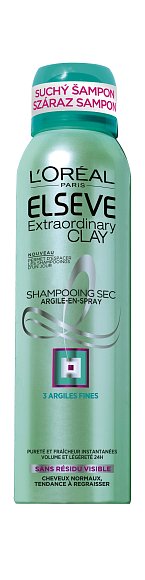 Suchý šampon Elseve Extraordinary Clay, L’Oréal Paris, cena 149, 90 Kč.