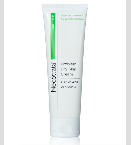 Silný exfoliační krém NeoStrata Problem Dry Skin Cream pro zjemnění a hydrataci neobvykle suché, drsné a šupinaté kůže, obsahuje účinnou kombinaci AHA a PHA kyselin s uklidňující bází včelího vosku i zvláčňujících olejů; www.neostrata.cz, 100 g za 650 Kč.