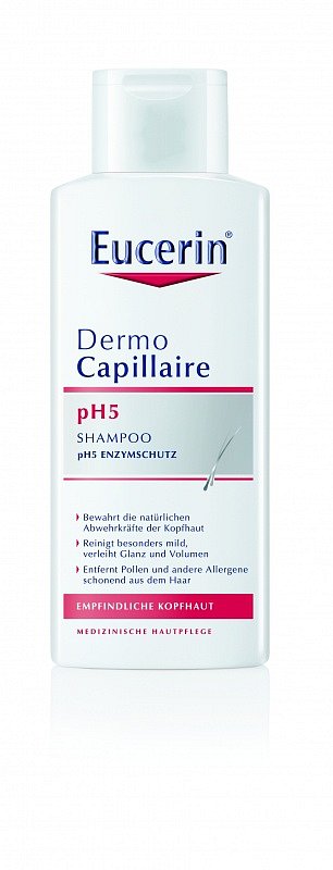 Šampon na vlasy pro citlivou pokožku DermoCapillaire, Eucerin, cena 229 Kč.