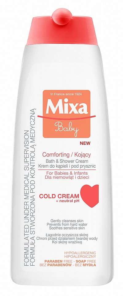 Cold Cream šampon pro děti je vhodný pro péči o citlivou pokožku miminek, Mixa, cena 120 Kč. 