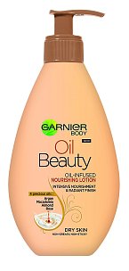 Oil Beauty unikátní spojení tělového mléka a pečujících olejů, Garnier, 250 ml 160 Kč 