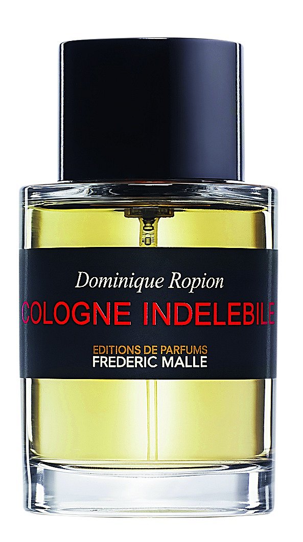 eotřelá Cologne Indelebile má pižmový základ doplněný o nejkvalitnější esenciální olej neroli, doplněný květem pomerančovníku, citronu, kalabrijského bergamotu a vzácnou esencí narcisu, Frederic Malle, Ingredients, 100 ml 4900 Kč.