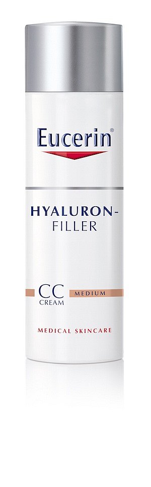 Nový tónující krém Hyaluron-Filler CC, který zároveň bojuje proti vráskám, Eucerin, cena 735 Kč.