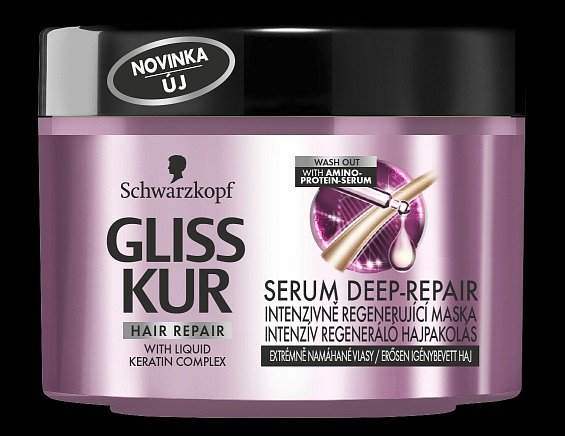 Maska na vlasy Gliss Kur Serum Deept Repair od Schwarzkopf, 20 ml, 124,90 Kč.