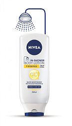 Zpevňující tělové mléko do sprchy Nivea Q10, cena 159,90 Kč.