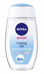 Pečující olej je vhodný zejména pro masáže miminka, ale i pro péči o pokožku maminek, NIVEA, cena 200 ml 95 Kč.