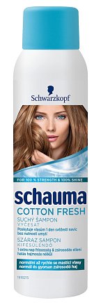 Suchý šampon Schauma Cotton Fresh, Schwarzkopf, cena 100 Kč.