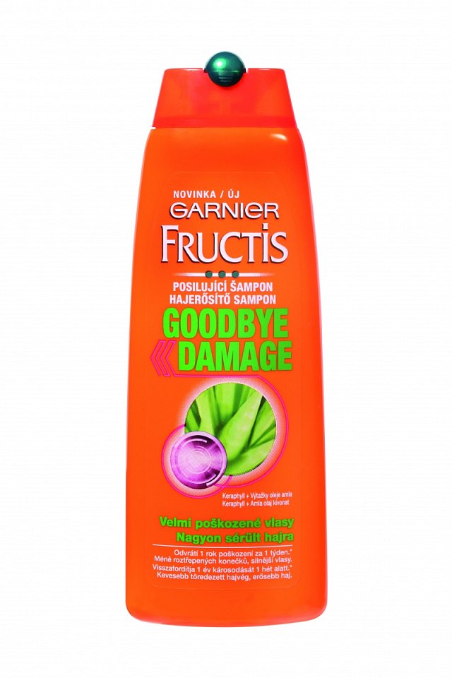 Šampon Garnier Fructis Goodbye Dmage, 70 Kč. Doporučujeme zejména pro velmi poškozené vlasy.
