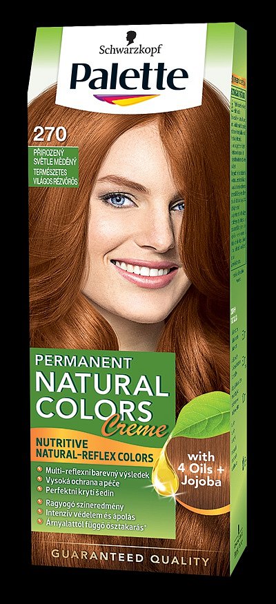  Palette Permanent Natural Colors, odstín Přirozený světle měděný (270), cena 99,90 Kč.