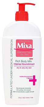 Intenzivní vyživující mléko pro vysušenou pokožku, Rich Body Milk, Mixa, 180 Kč.