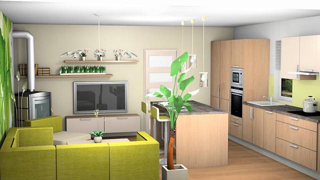 Návrh na přání: Kuchyně spojená s obývacím pokojem 2