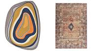 Zleva: Designový koberec Habitat aura, cena od 7300 Kč. Funky Outdoor, cena od 1652 Kč Letajicikoberce.cz