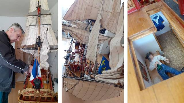 Na výstavě se poprvé představí model francouzské plachetnice Le Fleuron z 18. století. Uhádnete, kolik měří?