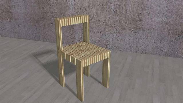 Židle vyrobená z šindelí