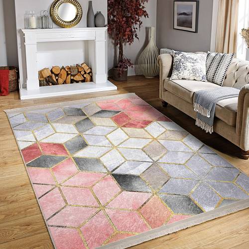 Šedo-růžový pratelný koberec od Mila Home