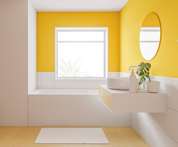 Pozor si dejte také na barvu stěn. Platí, že žlutá může zkreslovat tón pleti při pohledu do zrcadla.