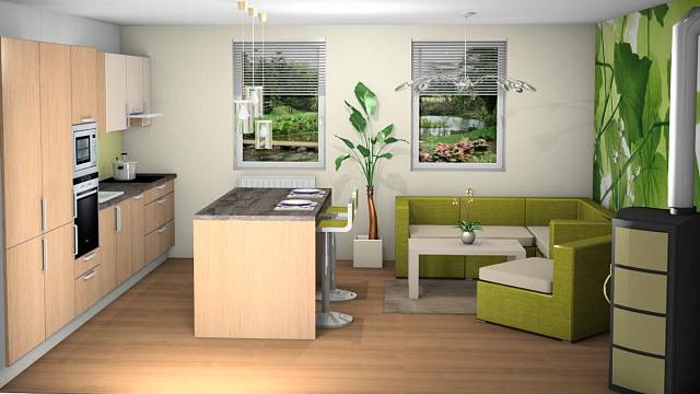 Návrh na přání: Kuchyně spojená s obývacím pokojem 1